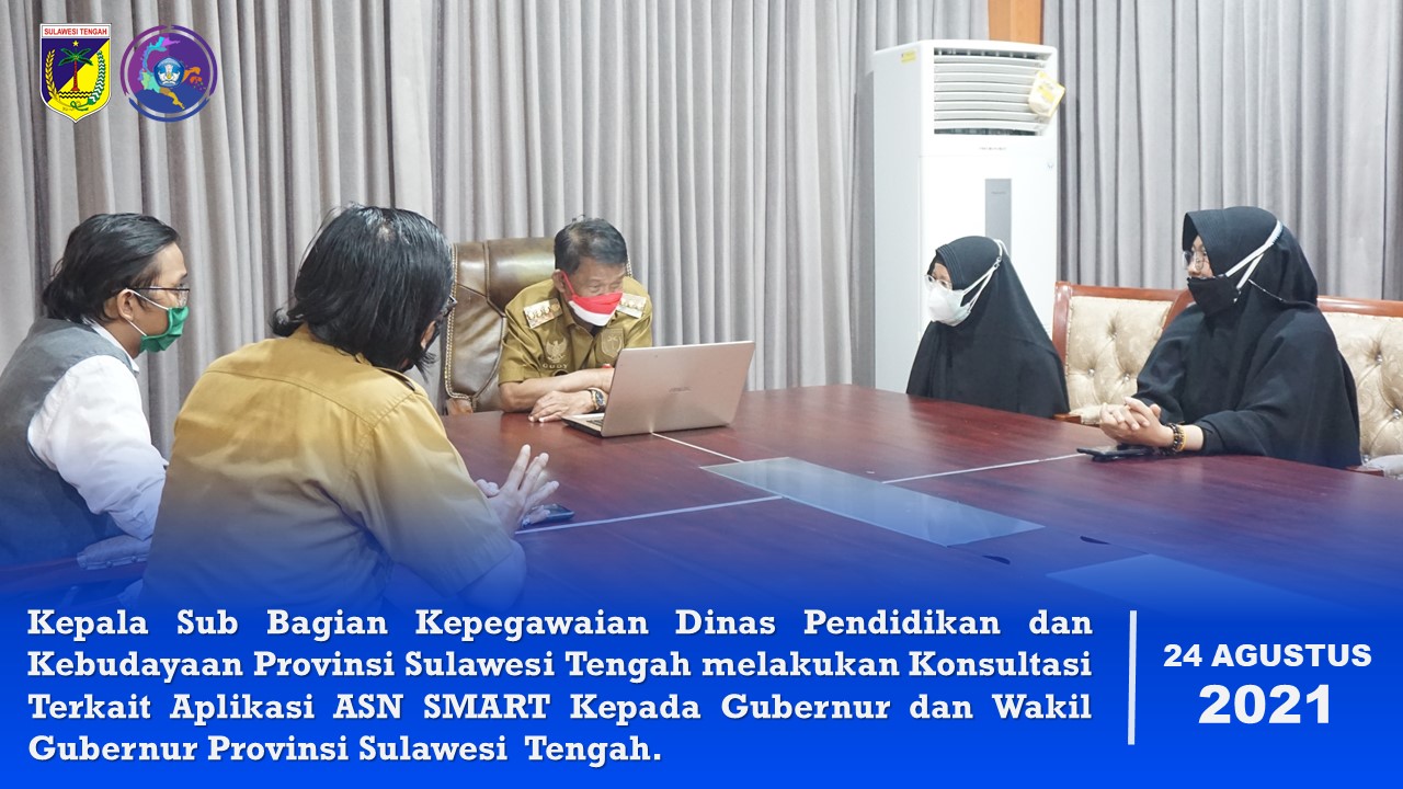 Kepala Sub Bagian Kepegawaian Dinas Pendidikan dan Kebudayaan Provinsi Sulawesi Tengah melakukan Konsultasi kepada Gubernur dan Wakil Gubernur Provinsi Sulawesi Tengah.