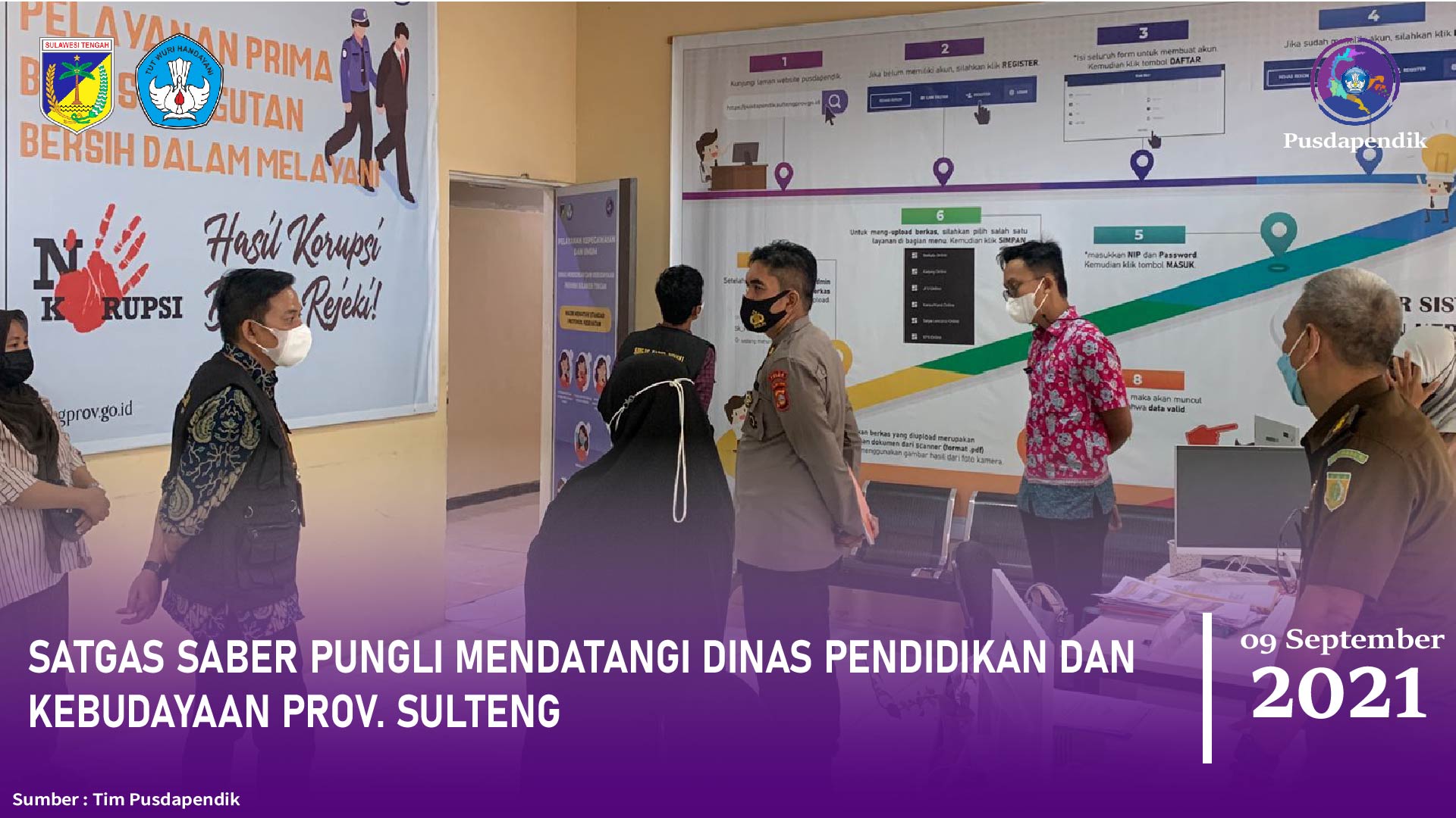 SATGAS SABER PUNGLI MENDATANGI DINAS PENDIDIKAN DAN KEBUDAYAAN PROV. SULTENG